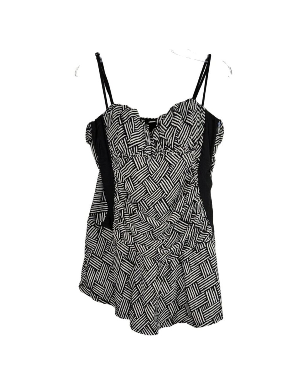 Tropical Escape One Piece Swimsuit Swimdress Women Size 16 Black White Padded
